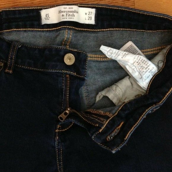 ABERCROMBIE FITCH SUPER SKINNY JEANS WOMENS 4S DARK BLUE STRETCH DENIM 27x29 - Picture 11 of 13